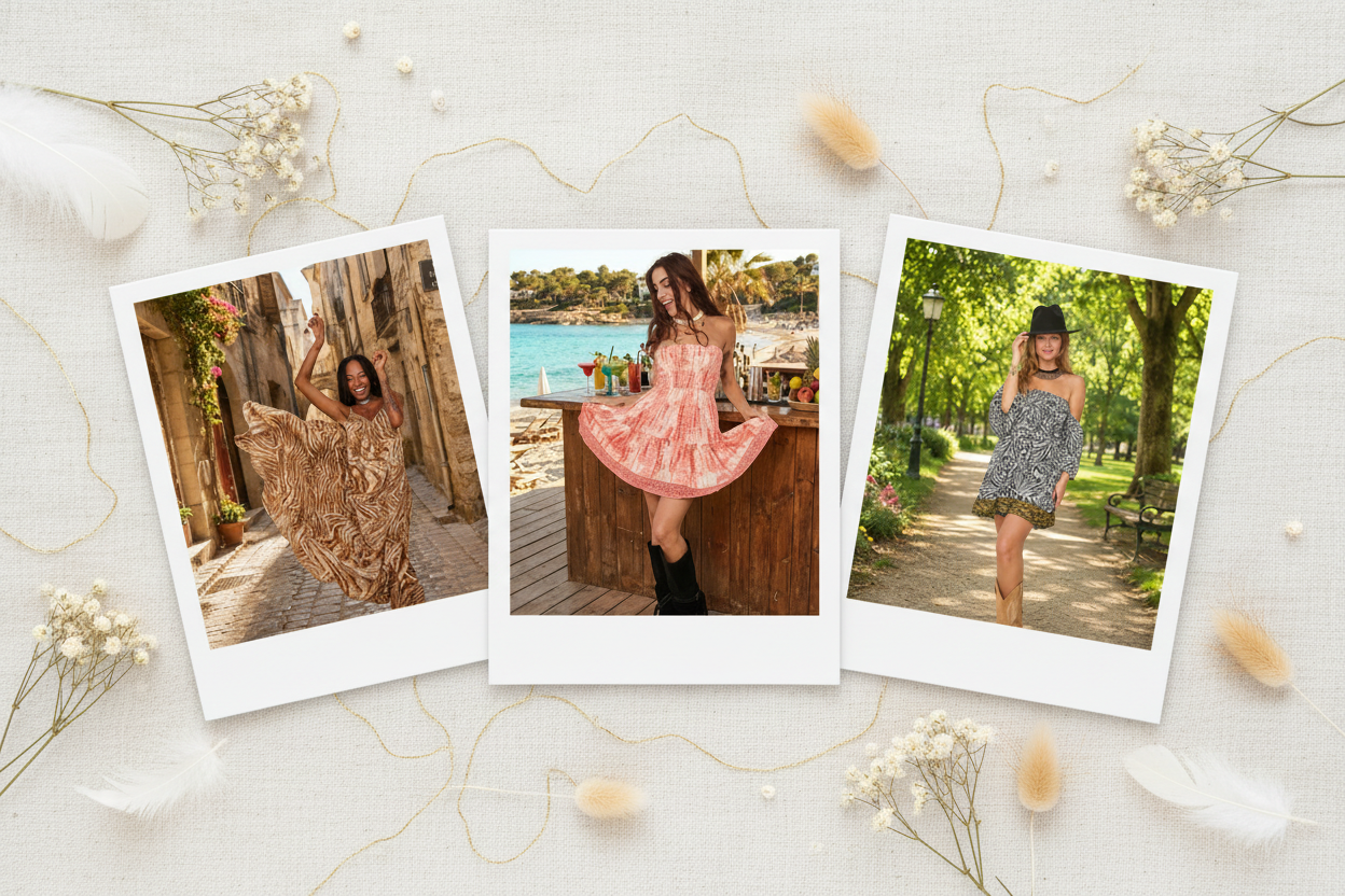 Montage polaroid bohème clair