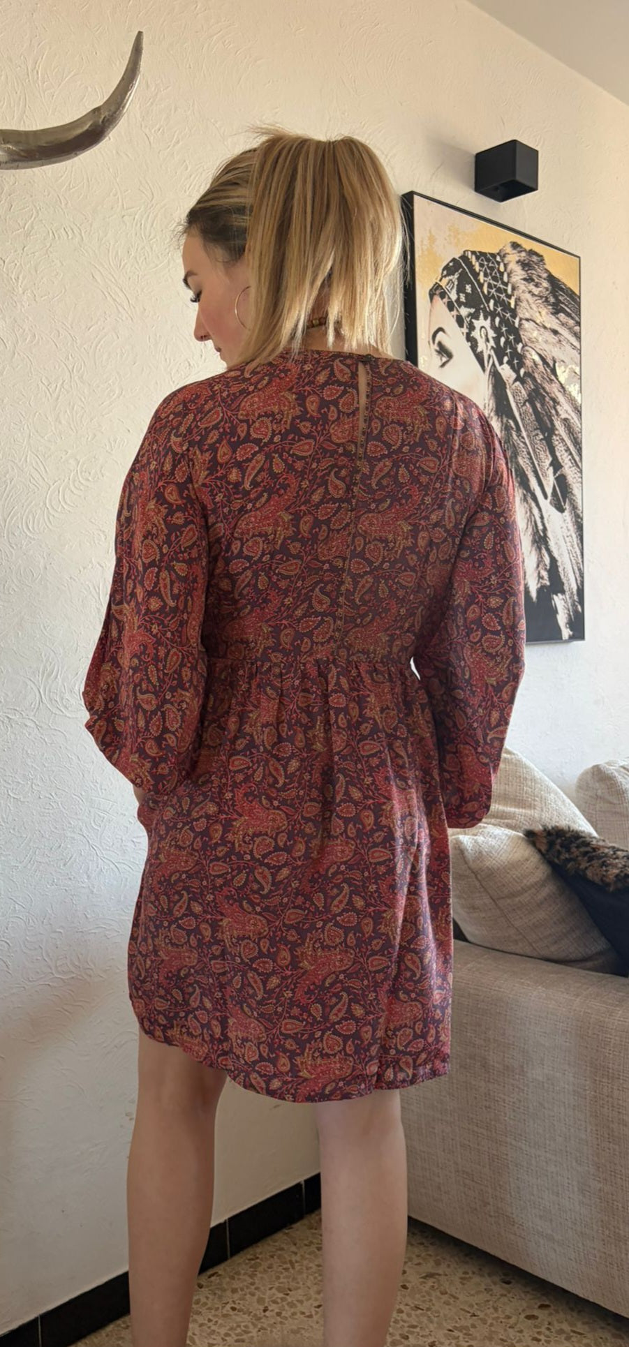 Robe Lilie bordeaux dos - robe bohème chic - COACHELLI