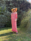 "Robe longue bohème Tina corail - vue de face - COACHELLI"