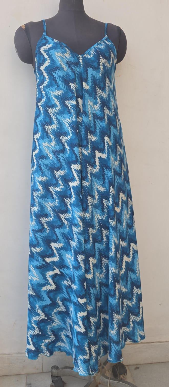 Robe bohème Harmony bleue - vue de face - COACHELLI