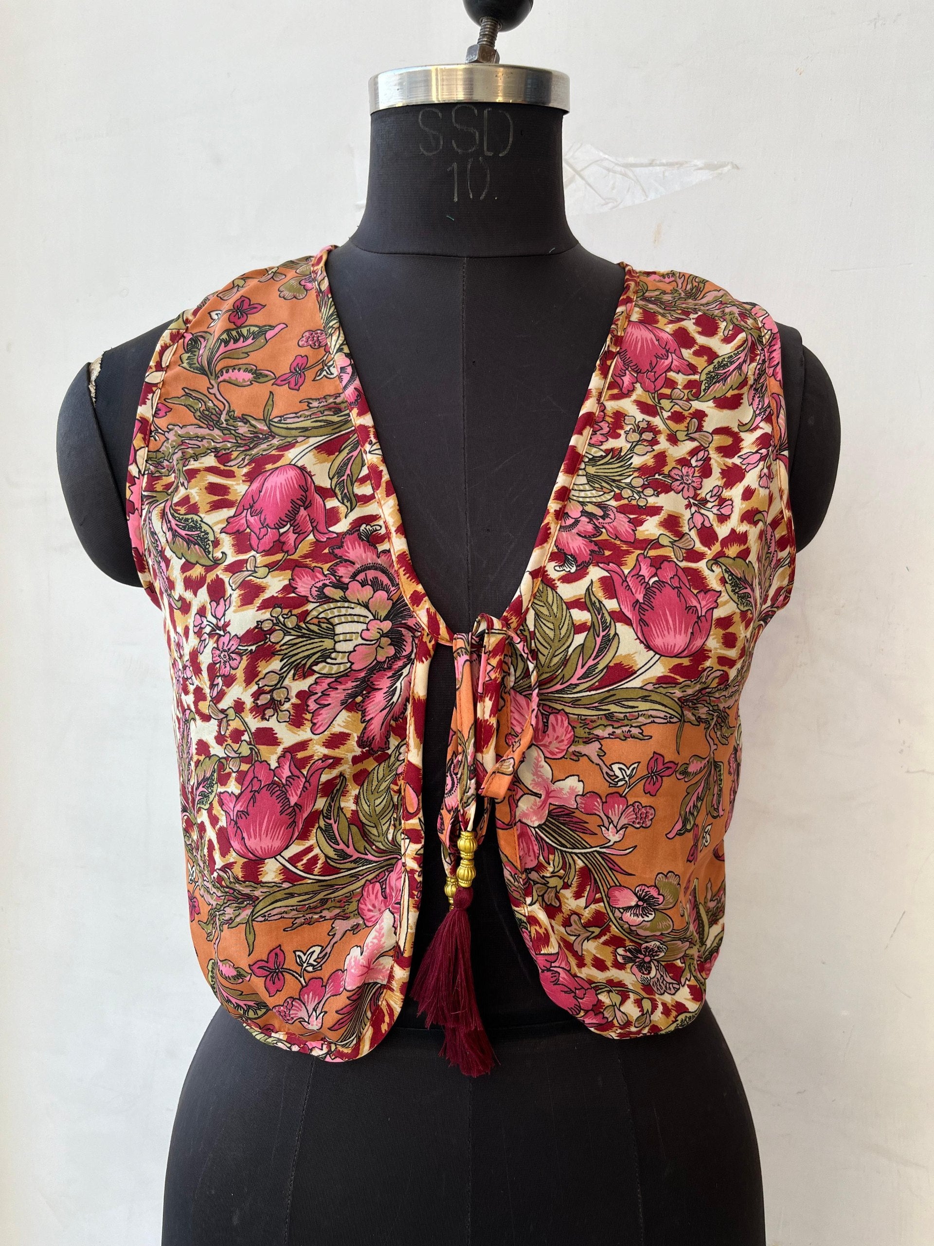 détail tissu Top Gipsy bohème Leopard Pink - détail imprimé léopard rose - soie indienne - COACHELLI