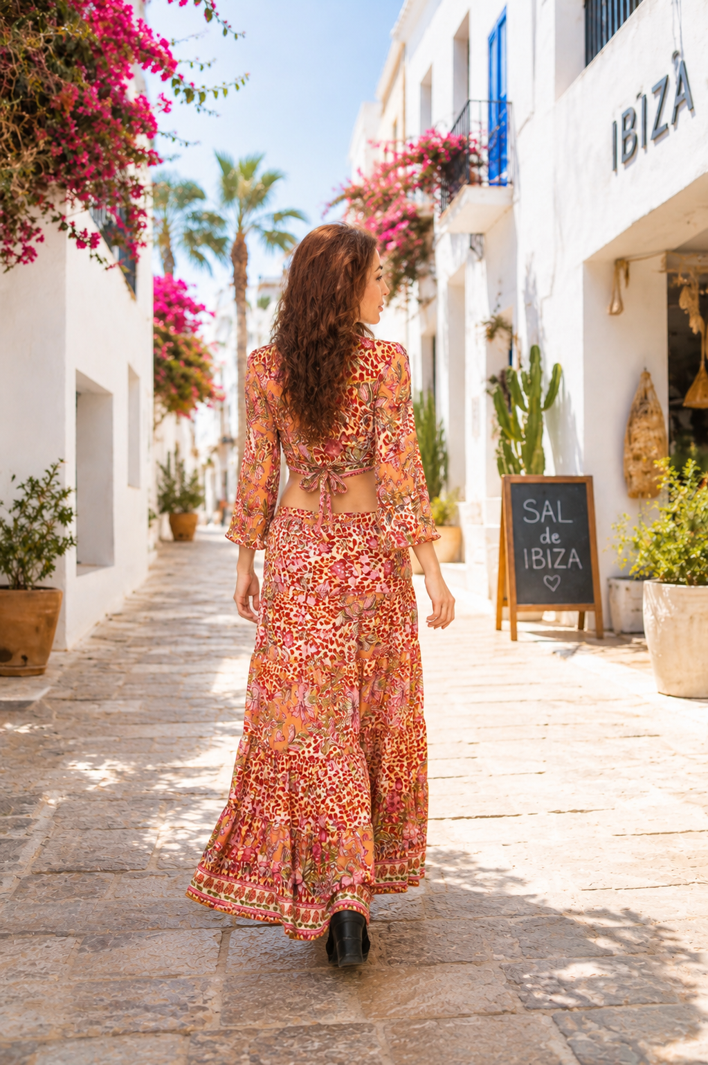  Jupe bohème léopard rose portée – look estival bohème chic