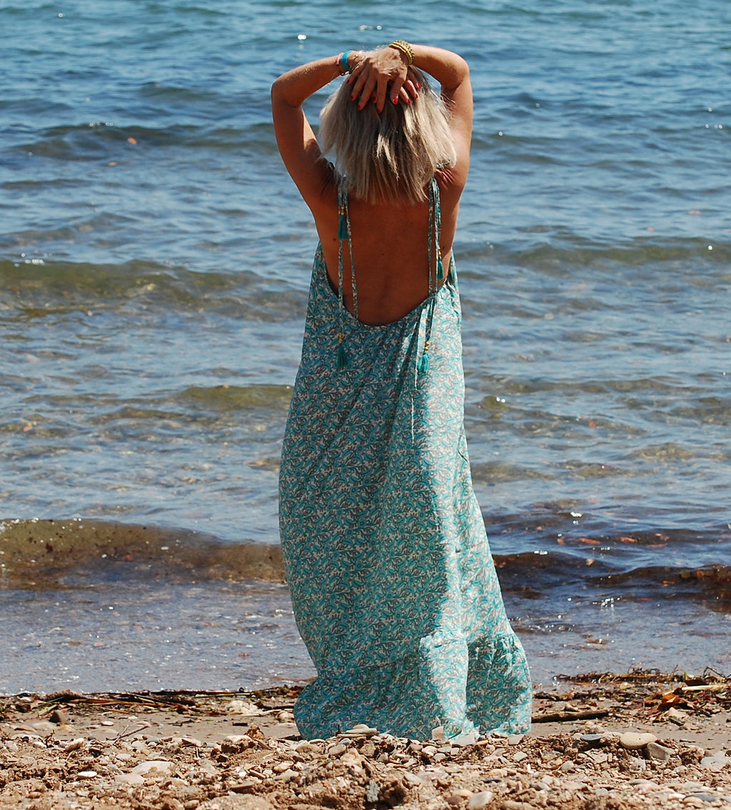 Robe longue Ibiza Moon bohème - vue de dos - COACHELLI