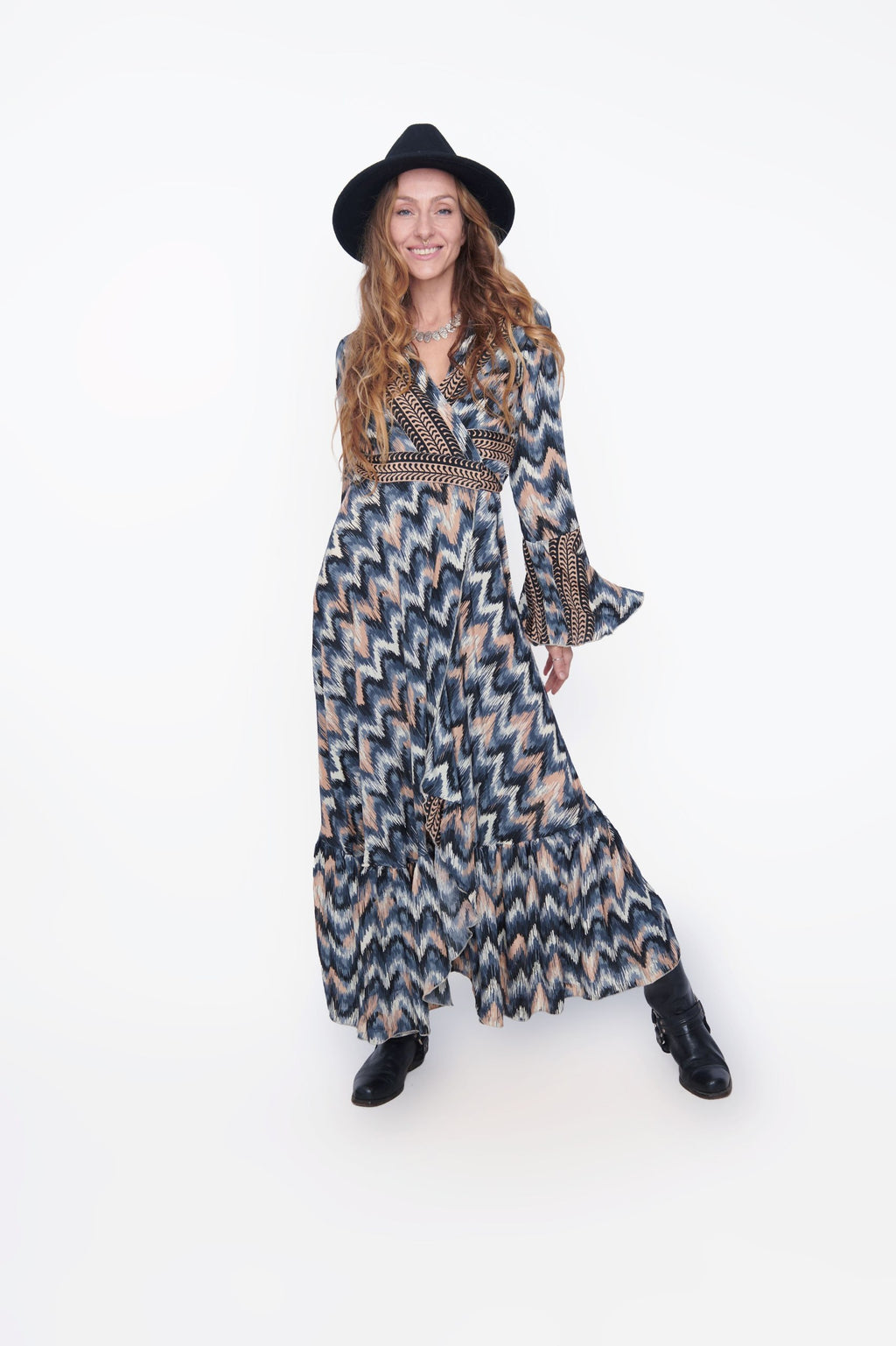 Bohemian Maxi Kimono Fantasia Black