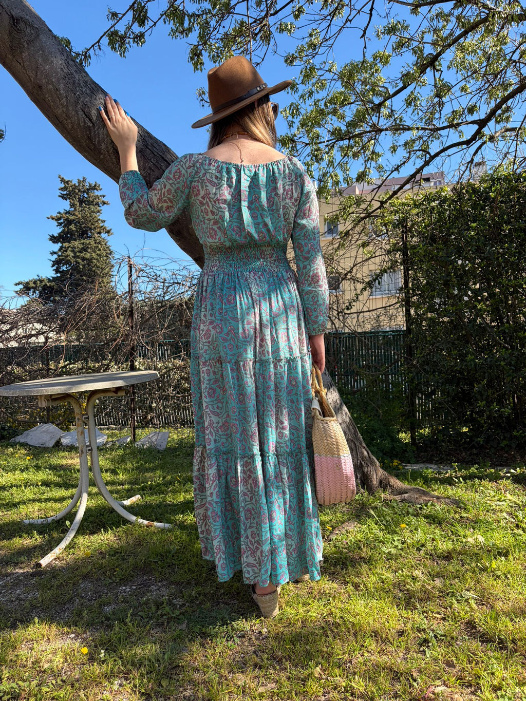 Robe bohème Maidress bleue - vue de dos - COACHELLI