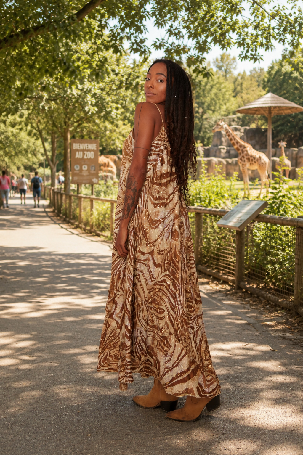 Robe bohème Harmony zèbre - silhouette fluide et légère - COACHELLI